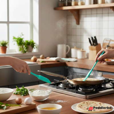 Non-Stick Silicone Brush Spoon  2 Pcs Set - Little Oranhe-SI-201